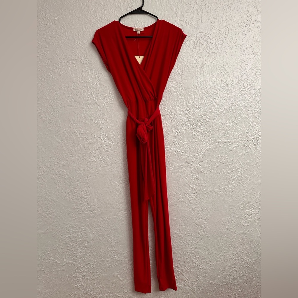 Red v neck jumpsuit